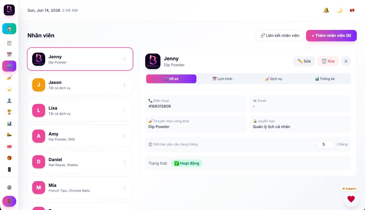 Bookings at a glance - BookMyNails real salon dashboard preview