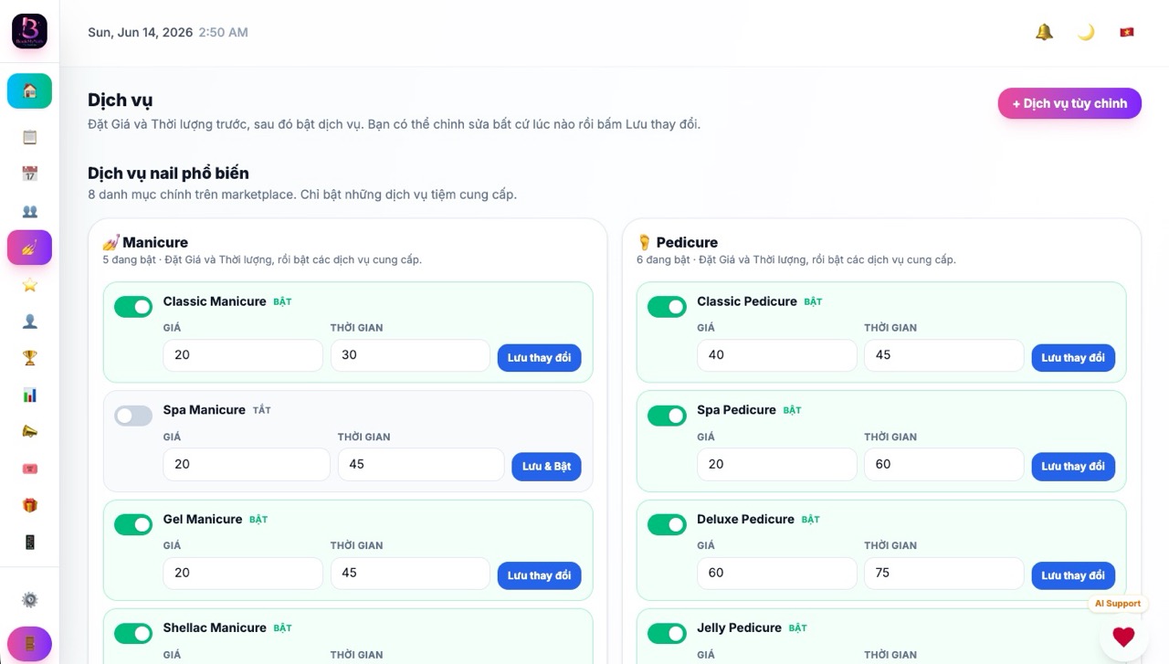 Staff schedule control - BookMyNails real salon dashboard preview